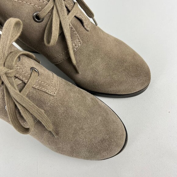 Lucky Brand Womens Seleste Suede Lace Up Wedge Bootie Taupe Beige size 8 - Picture 9 of 16